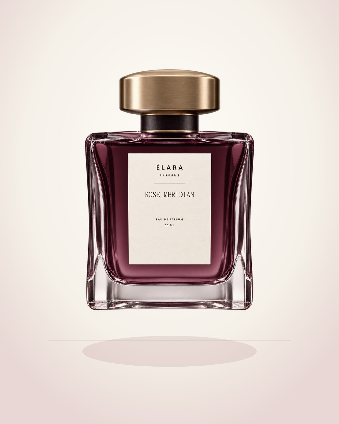 Rose Meridian bottle on a warm ivory ground